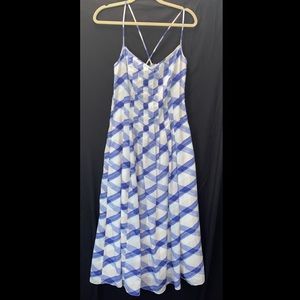 Banana Republic Maxi Dress, Sweetheart Neckline, Blue and White, Size 6